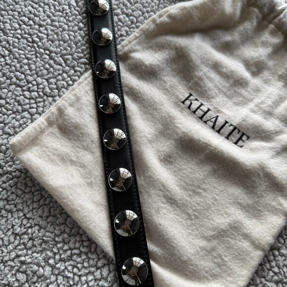 EUC KHAITE AUTHENTIC Benny Black Leather Silver Size 80 Studs Belt Dust bag - Picture 7 of 7